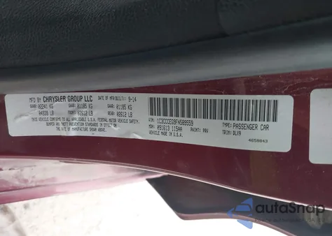 2015 Chrysler 200 C из США, поврежденный, VIN 1C3CCCEG9FN589559